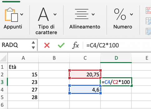 calcolo coefficiente di variazione su Excel